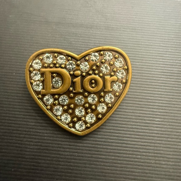 Brand new upcycled Dior Gold Heart Brooch with Crystals